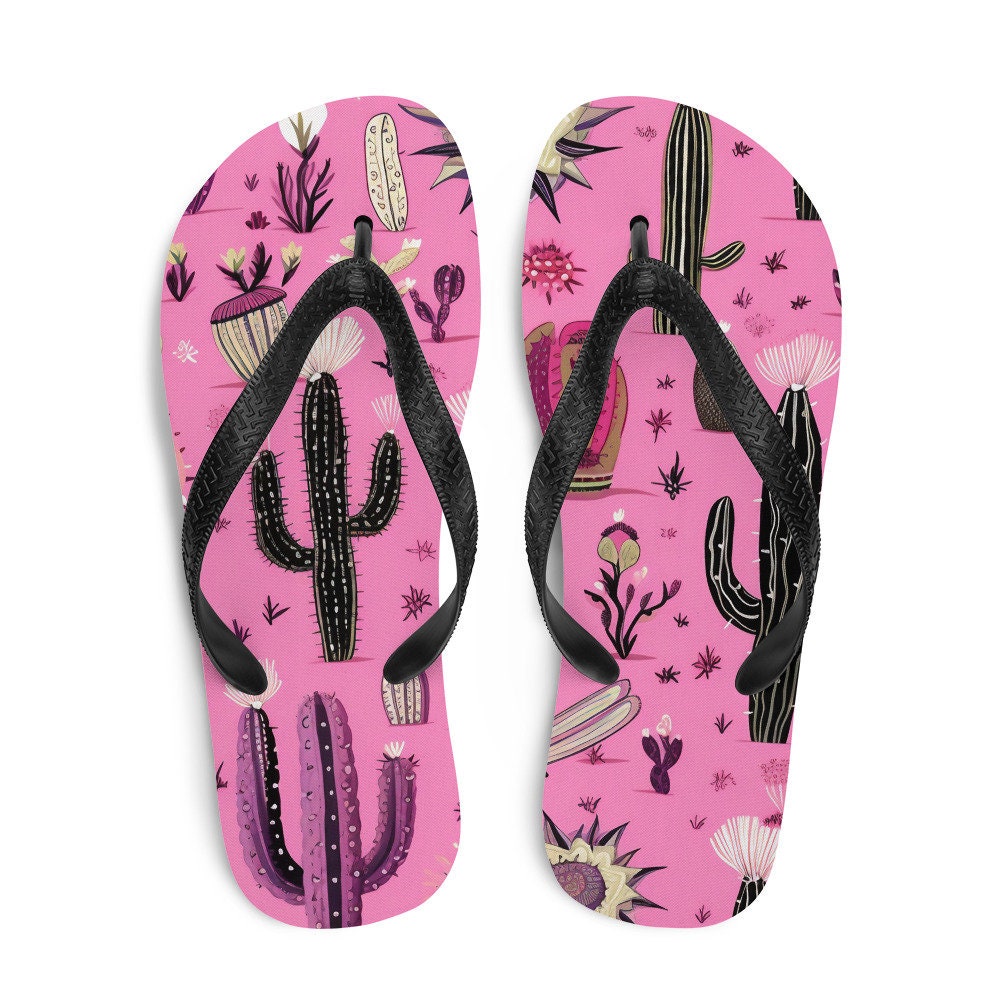 hippieartzone - Pretty in Pink Cactus Flip-Flops