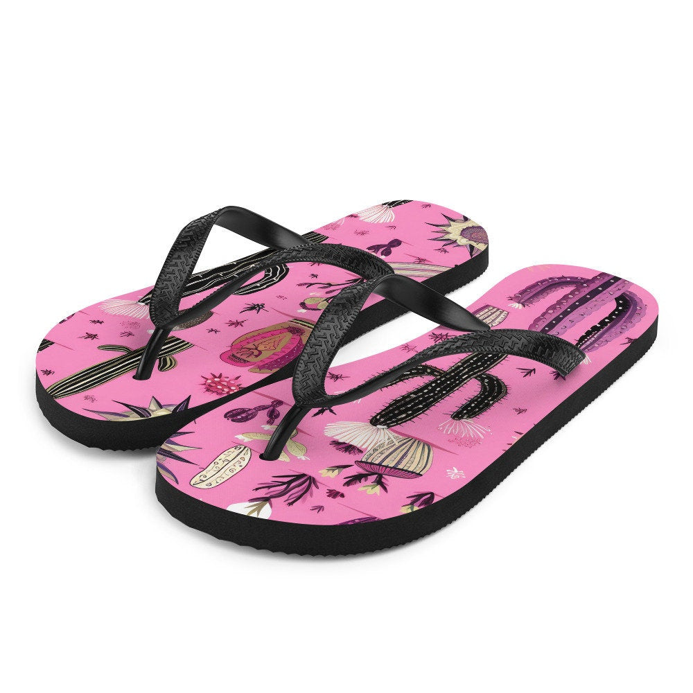 hippieartzone - Pretty in Pink Cactus Flip-Flops