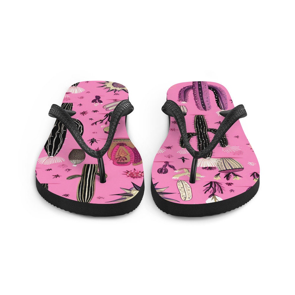hippieartzone - Pretty in Pink Cactus Flip-Flops