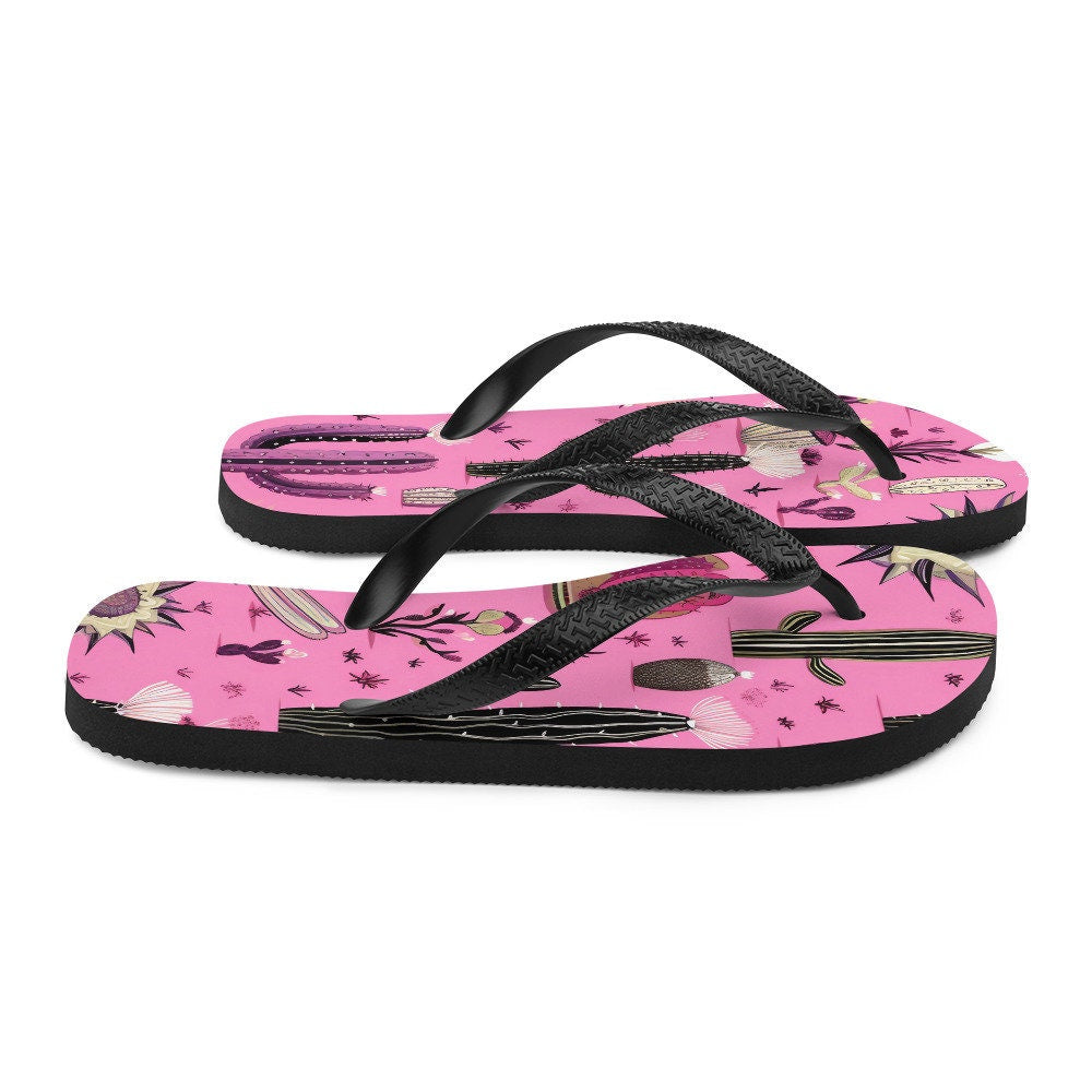 hippieartzone - Pretty in Pink Cactus Flip-Flops