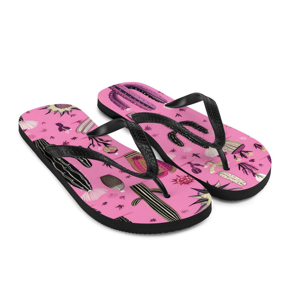hippieartzone - Pretty in Pink Cactus Flip-Flops
