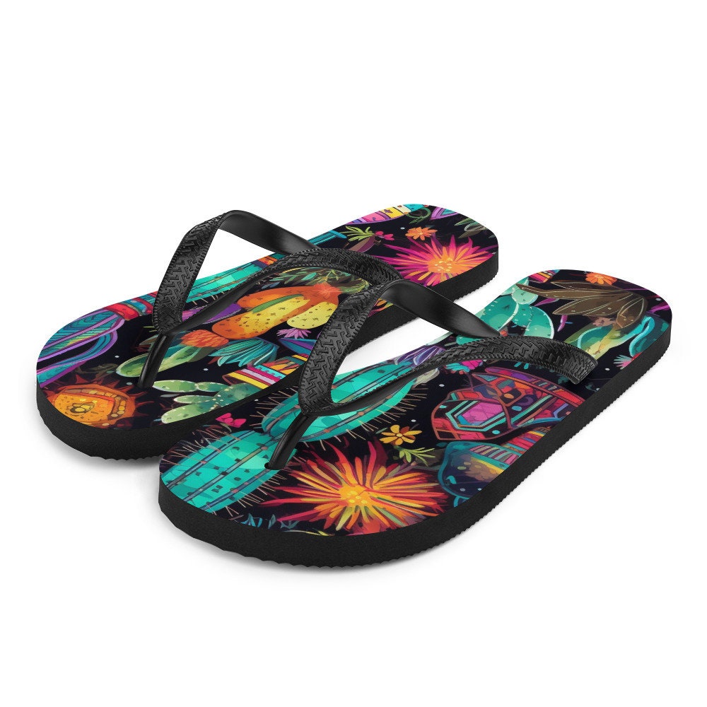 hippieartzone - Sun burst Cactus Flip-Flops