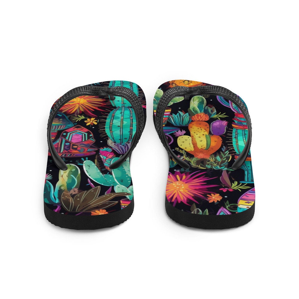 hippieartzone - Sun burst Cactus Flip-Flops