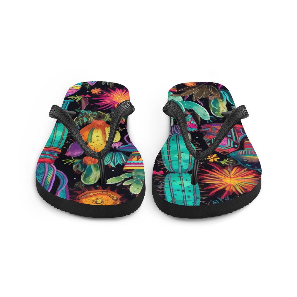 hippieartzone - Sun burst Cactus Flip-Flops