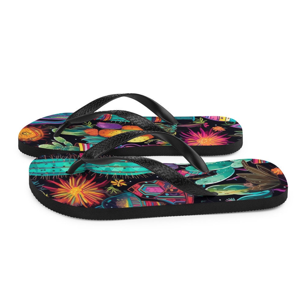 hippieartzone - Sun burst Cactus Flip-Flops