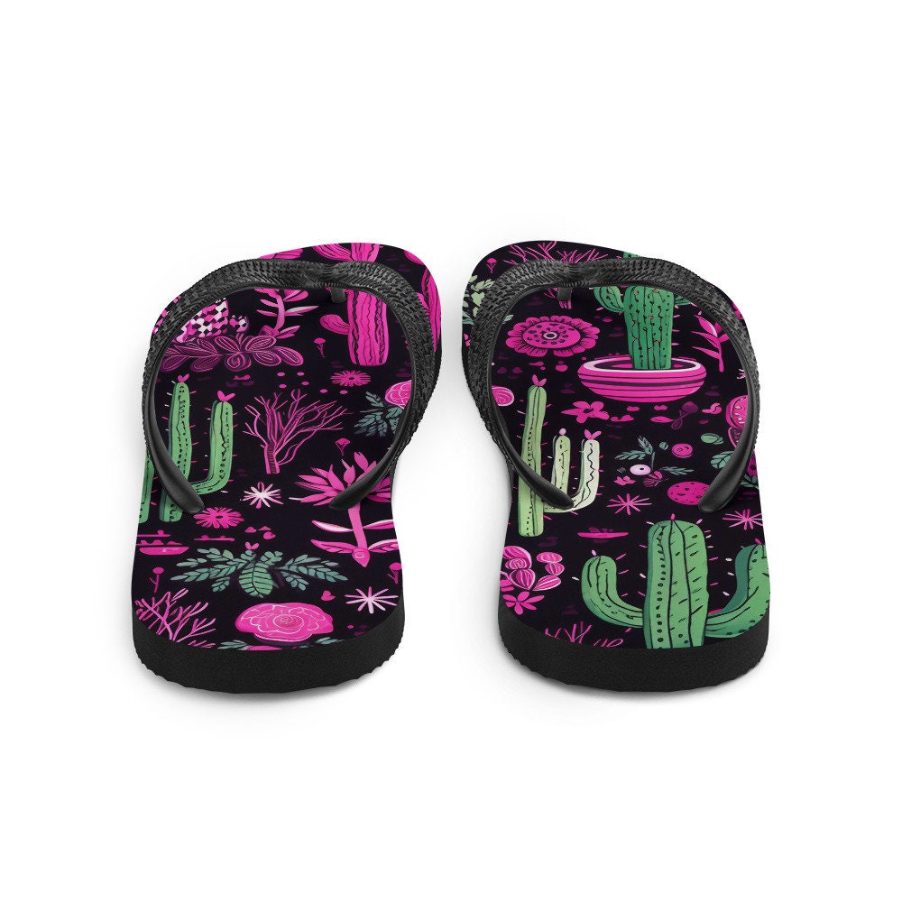 hippieartzone - Western Purple Cactus Flip-Flops