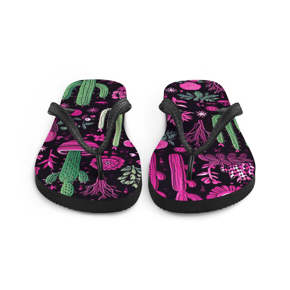 hippieartzone - Western Purple Cactus Flip-Flops