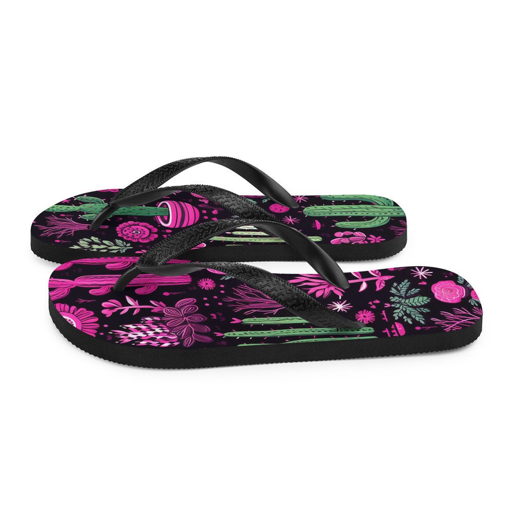 hippieartzone - Western Purple Cactus Flip-Flops