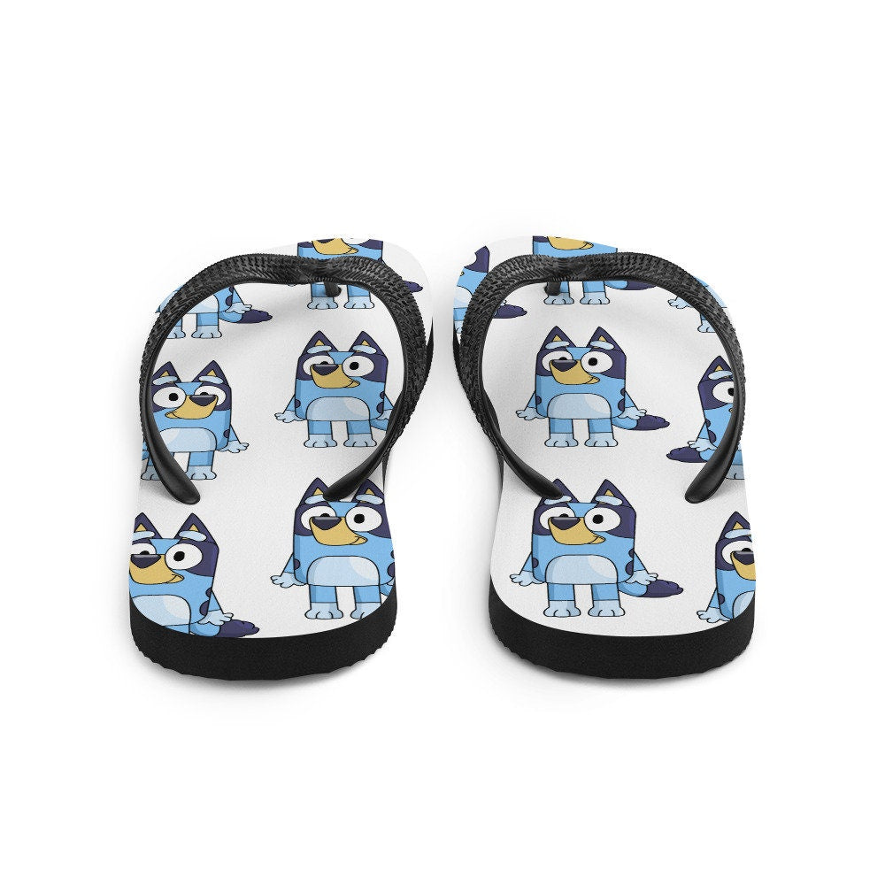 hippieartzone - Blue Dog Cartoon Flip-Flops