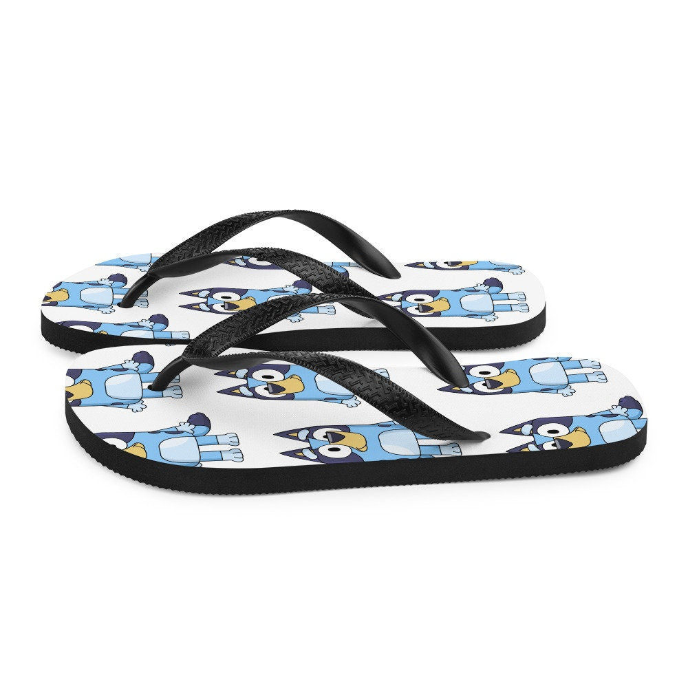 hippieartzone - Blue Dog Cartoon Flip-Flops