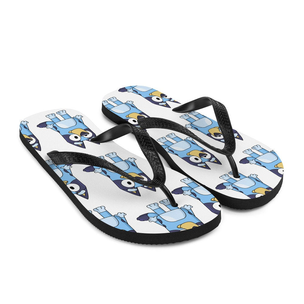 hippieartzone - Blue Dog Cartoon Flip-Flops