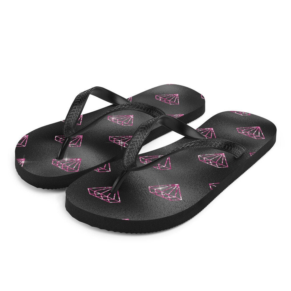 hippieartzone - Hot Pink Diamonds Flip-Flops