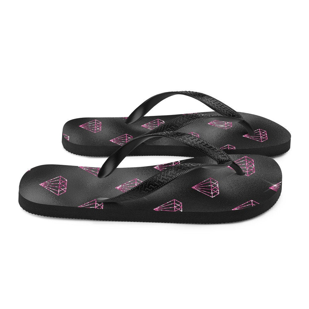 hippieartzone - Hot Pink Diamonds Flip-Flops