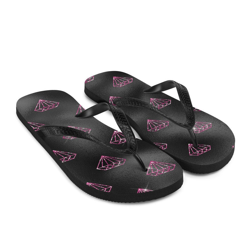 hippieartzone - Hot Pink Diamonds Flip-Flops