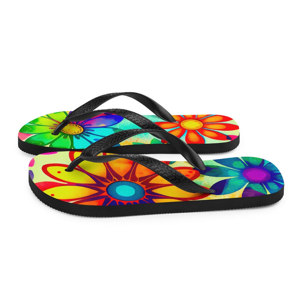 hippieartzone - Colorful Daisies Flip-Flops