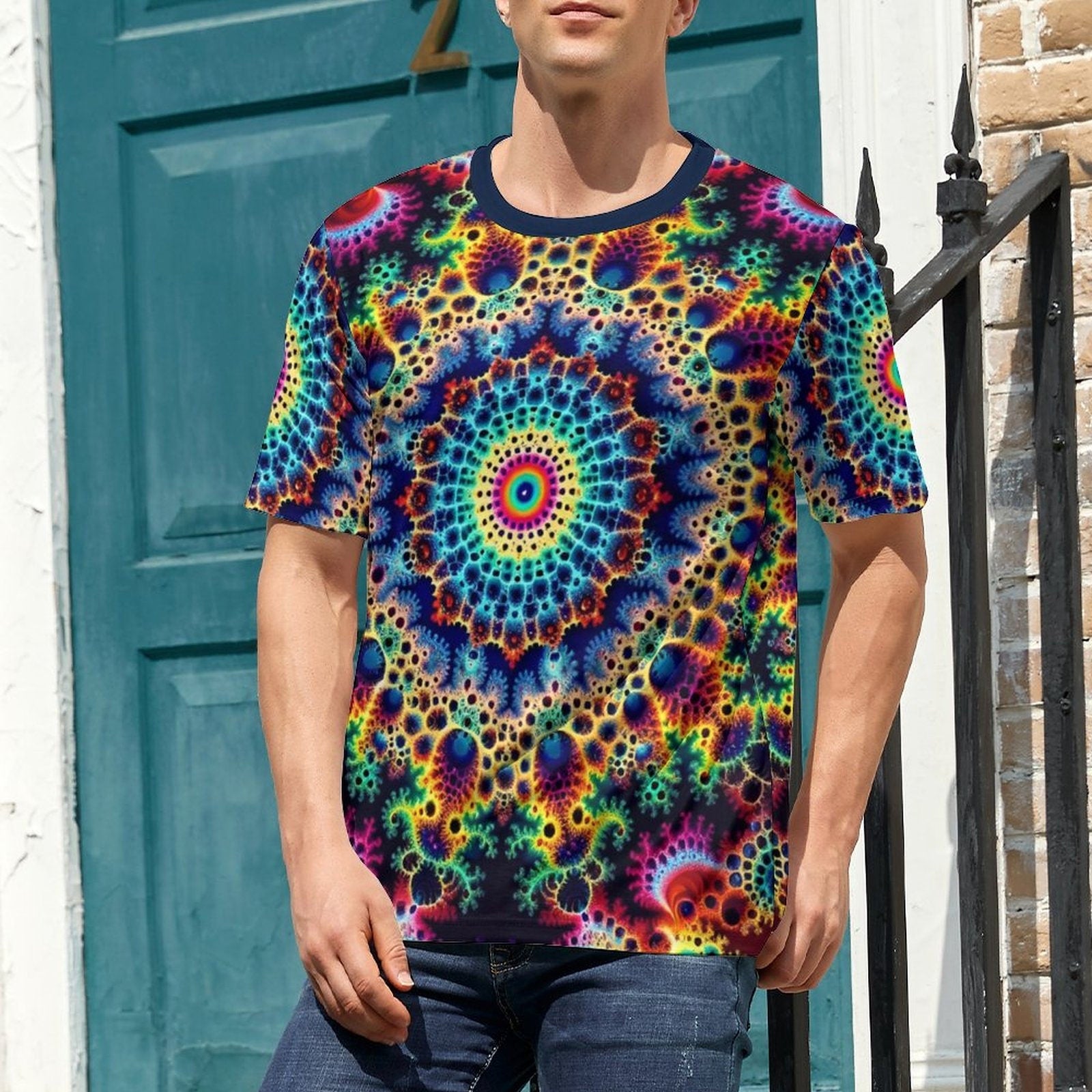 hippieartzone - Mandekgrot Art Shirt, Fractal T-Shirt for Sale by Swaggy Shirt on Etsy, Festival Clothing, Fun Trippy Shirt, Fractal Party Tee, Brother Gift