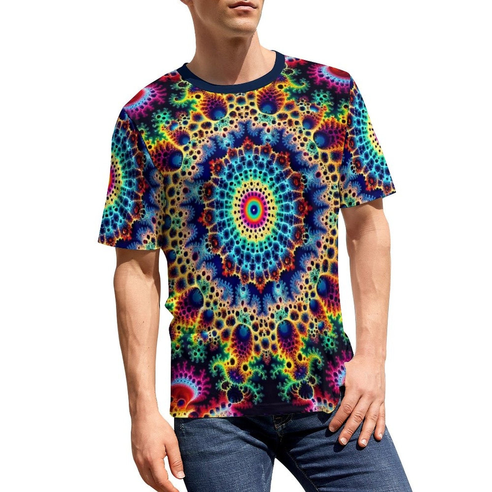 hippieartzone - Mandekgrot Art Shirt, Fractal T-Shirt for Sale by Swaggy Shirt on Etsy, Festival Clothing, Fun Trippy Shirt, Fractal Party Tee, Brother Gift