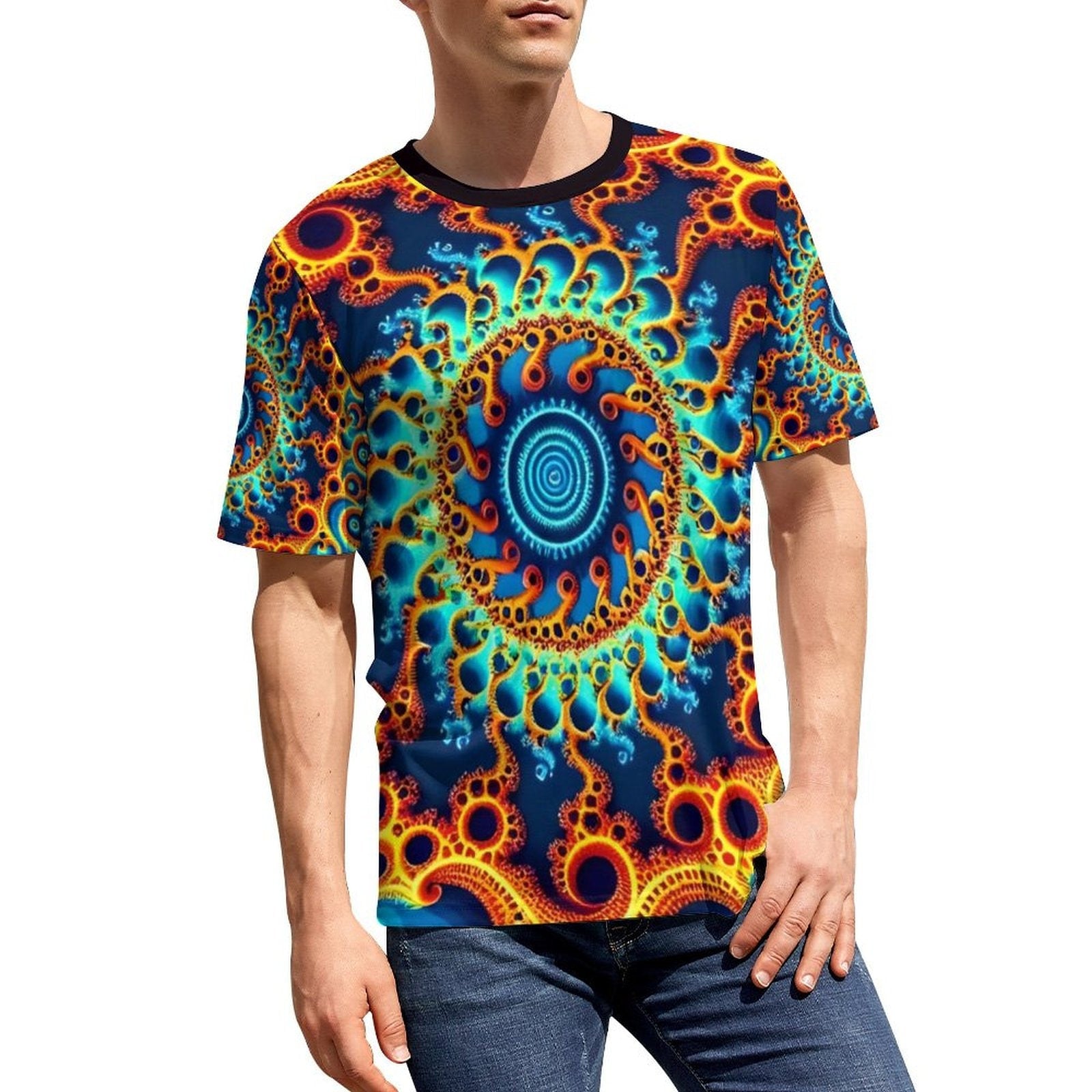 hippieartzone - Funny Fractal Shirt for Sale by Swaggy Shirts on Etsy, Psychedelic T-Shirt, Mandala Set Shirts, Men's Festival Shirt, Fractal Party T-Shirt