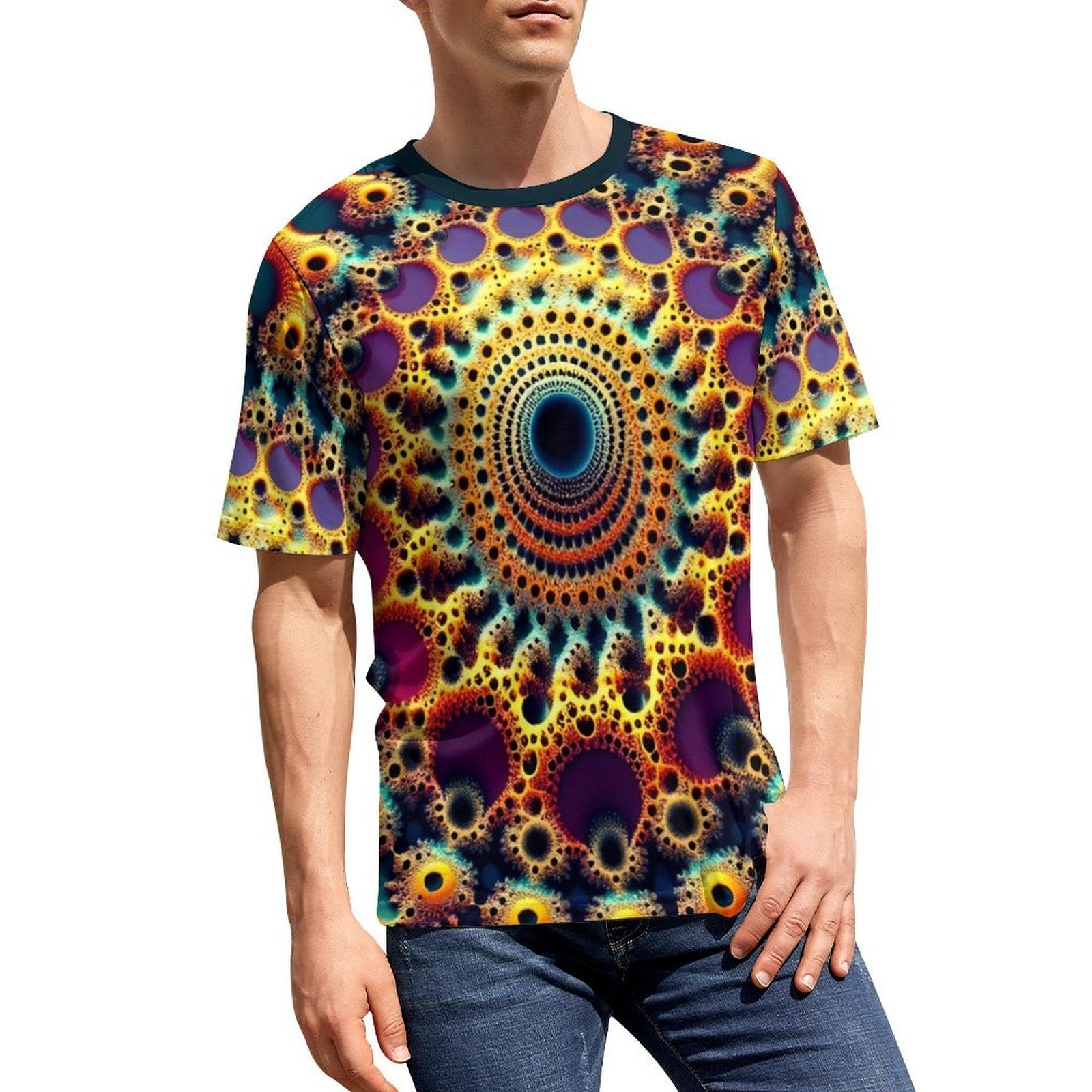 hippieartzone - Optical Illusion T-Shirt, Fractal Shirt for Sale by Swaggy Shirts on Etsy, Festival Clothing, Men's Psychedelic T-Shirt, Gift for Brother