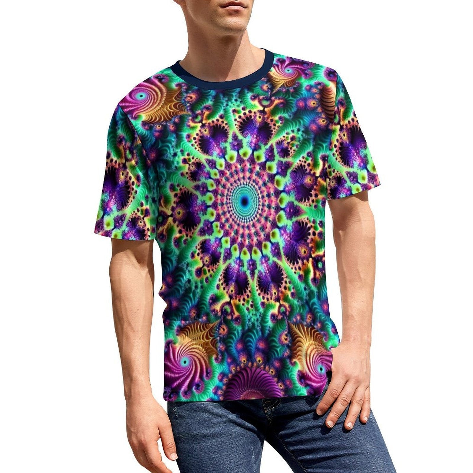 hippieartzone - Fractal T-Shirt, Cool Fractal Shirt for Sale by Swaggy Shirt on Etsy, Funky Trippy Apparel, Psychedelic T-Shirt, Festival Clothing, Dad Gift