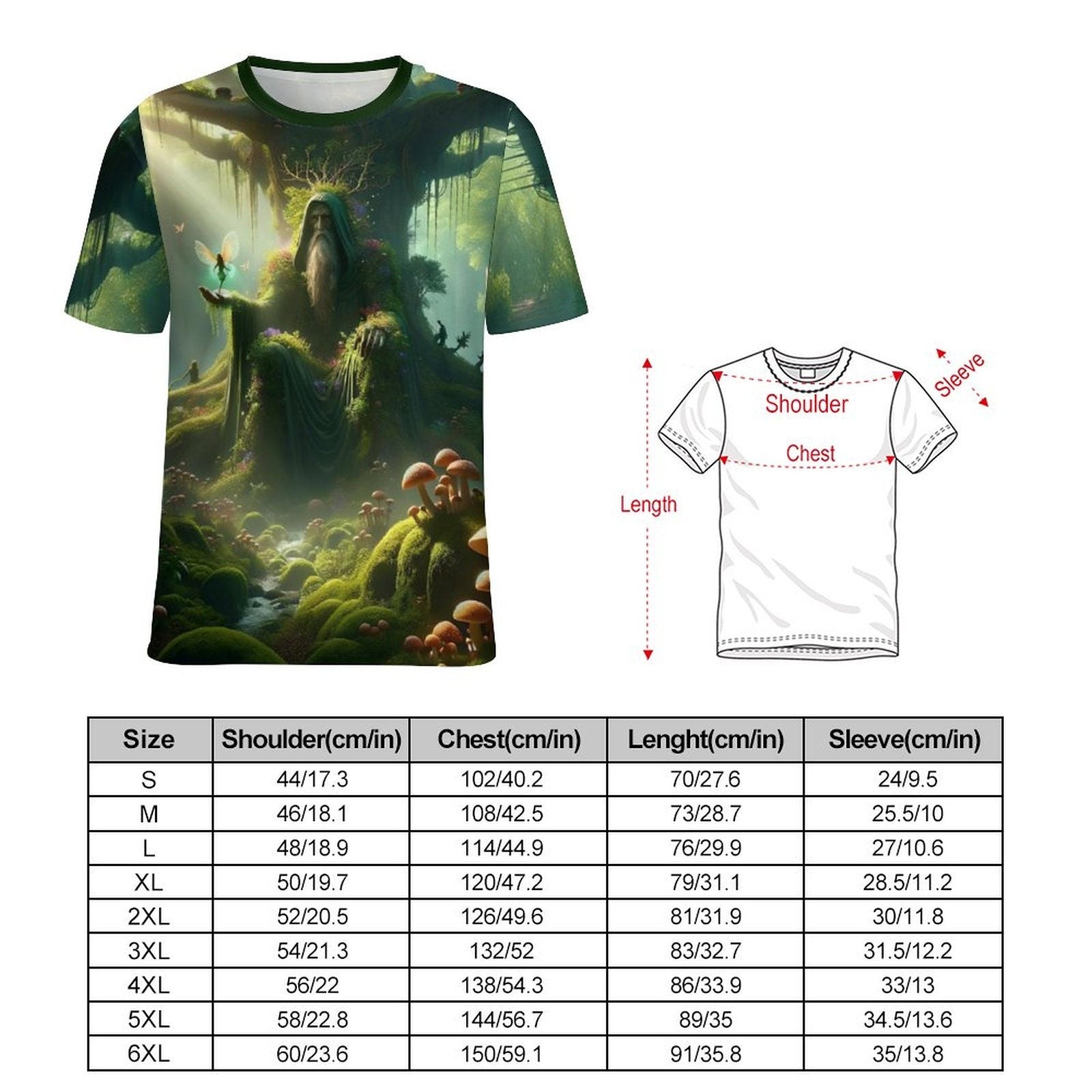 hippieartzone - Nature Spirit Holding Fairy T-Shirt, Faerie Magical Shirt, Men’s Fairy Forest Shirt Shirts Fairy Fantasy Shirts