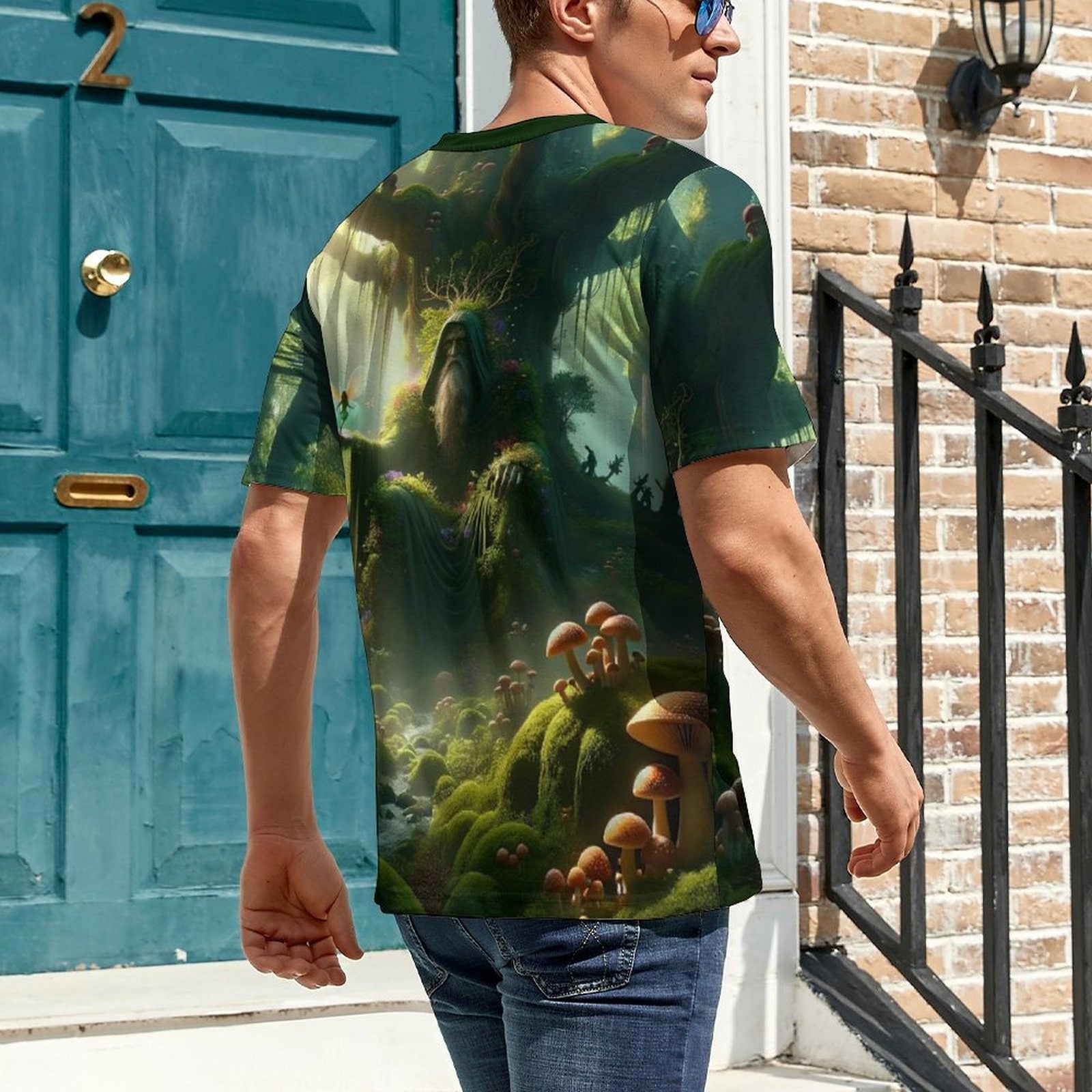 hippieartzone - Nature Spirit Holding Fairy T-Shirt, Faerie Magical Shirt, Men’s Fairy Forest Shirt Shirts Fairy Fantasy Shirts