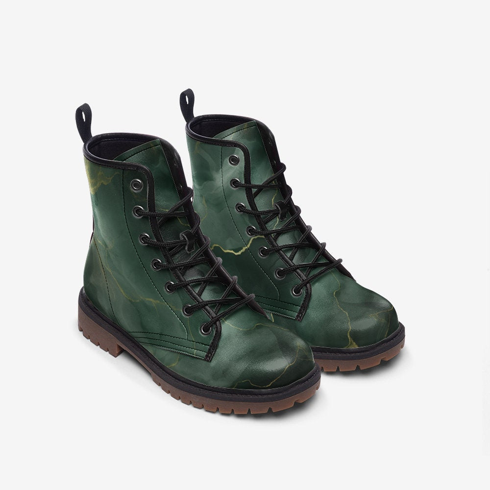 Hippie Art Zone - Gorgeous Green And Gold Marble Patterned Boots