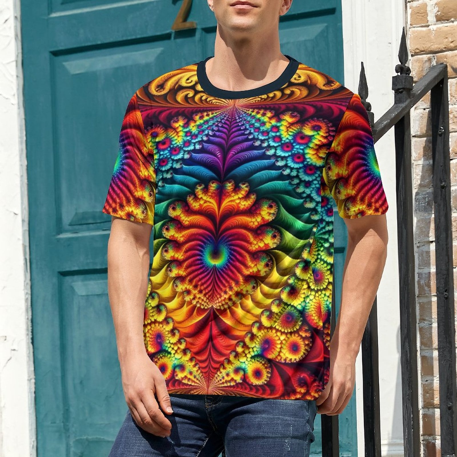 hippieartzone - Teens Fractal T-Shirt for Sale by Swaggy Shirts on Etsy, Mandekgrot Shirt, Cool Party Tee, Trippy Shirt, Psychedelic Art T-Shirt, Club Shirt