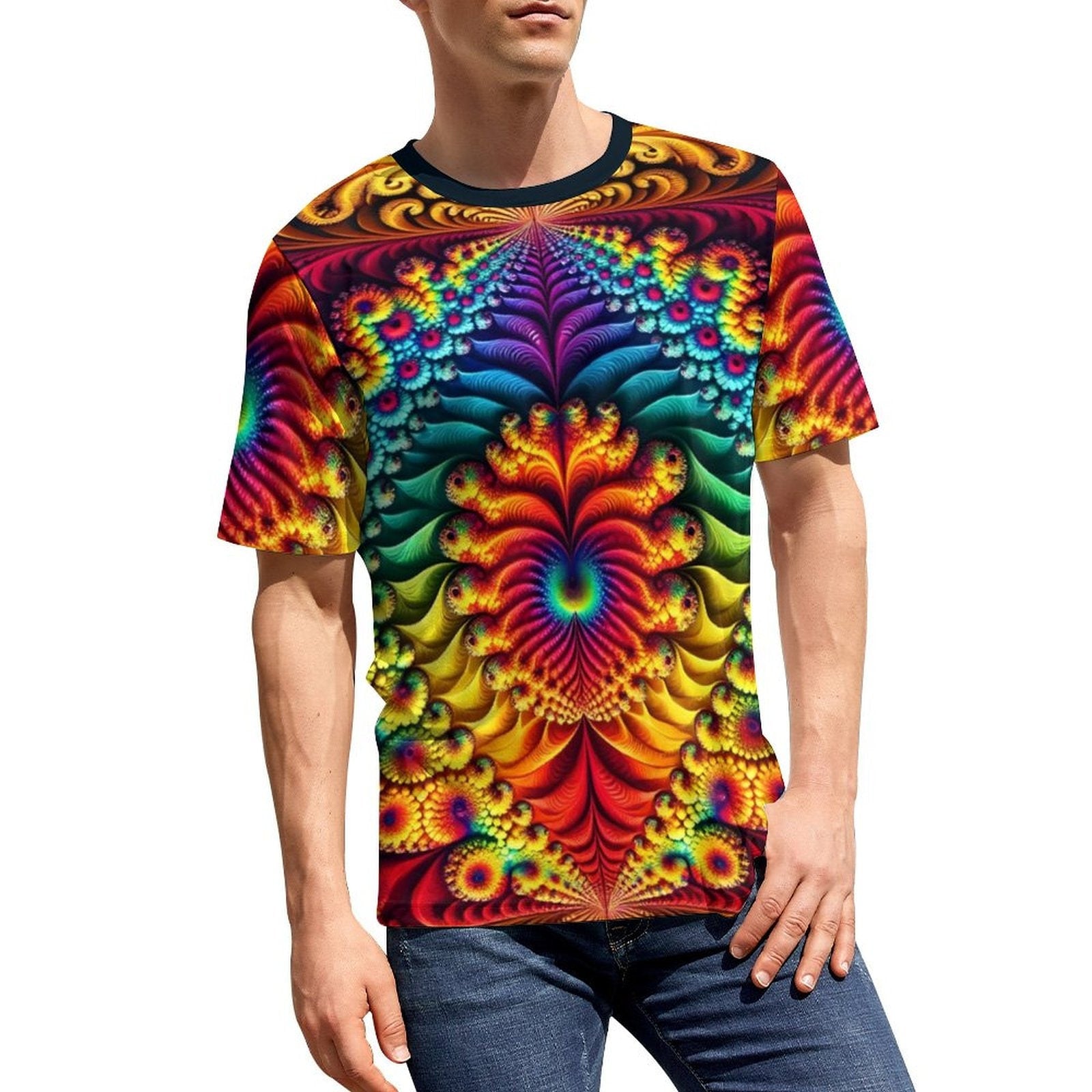 hippieartzone - Teens Fractal T-Shirt for Sale by Swaggy Shirts on Etsy, Mandekgrot Shirt, Cool Party Tee, Trippy Shirt, Psychedelic Art T-Shirt, Club Shirt