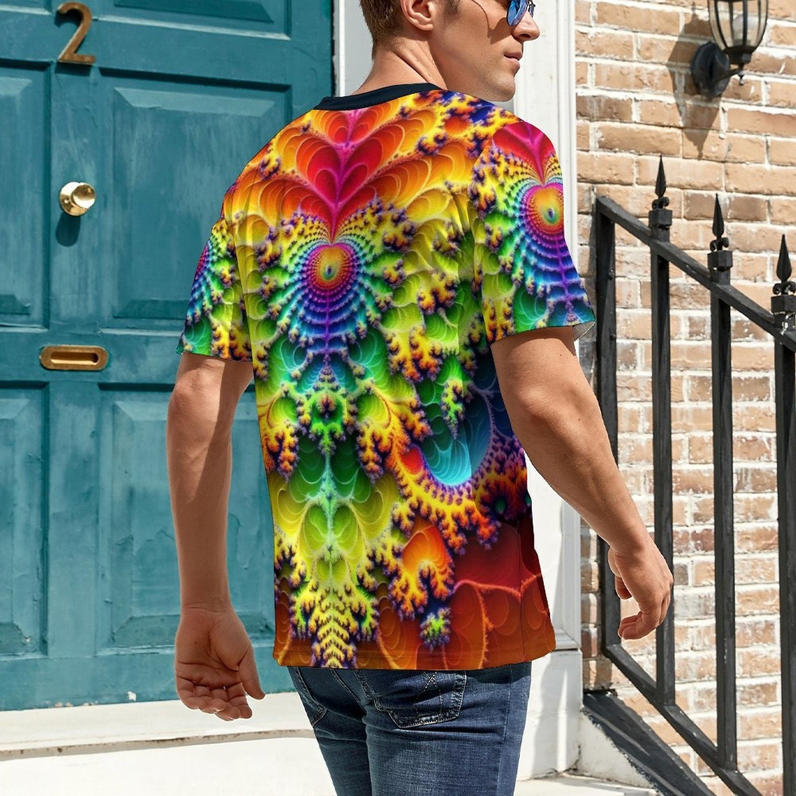 hippieartzone - Heart Fractal Party T-Shirt for Sale by Swaggy Shirts on Etsy, Mandekgrot Set Shirt, Trippy Shirts, Men's Rave Clothing, Psychedelic T-Shirt