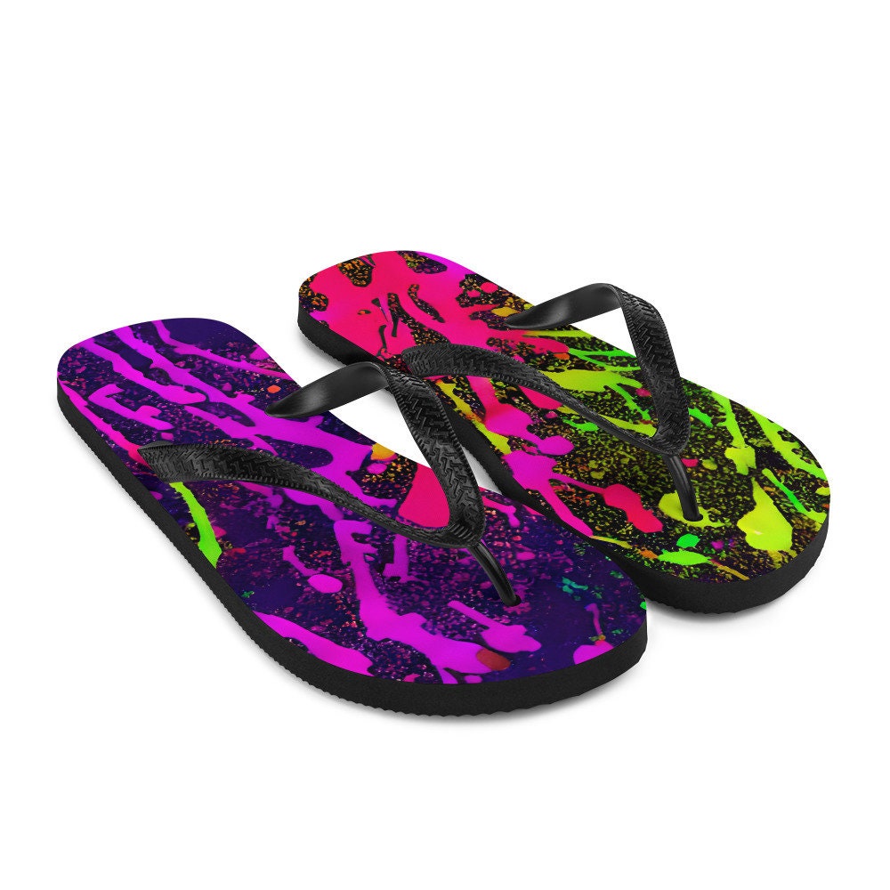 hippieartzone - Neon Ice Flip-Flops