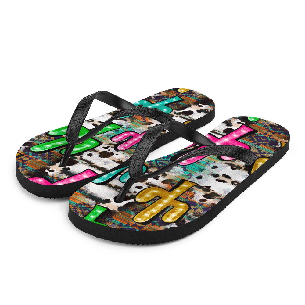 hippieartzone - Neon light Cactus Flip-Flops