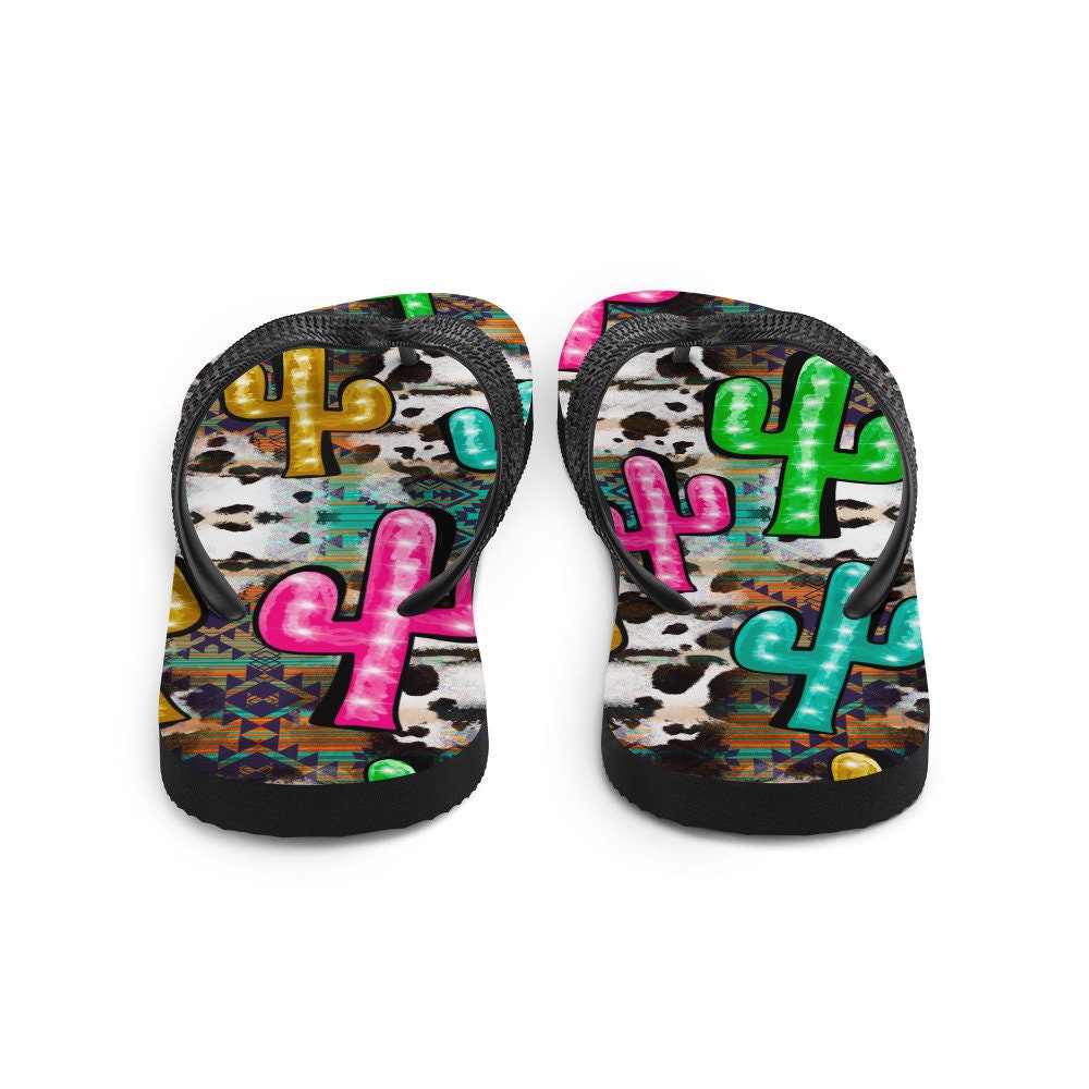 hippieartzone - Neon light Cactus Flip-Flops