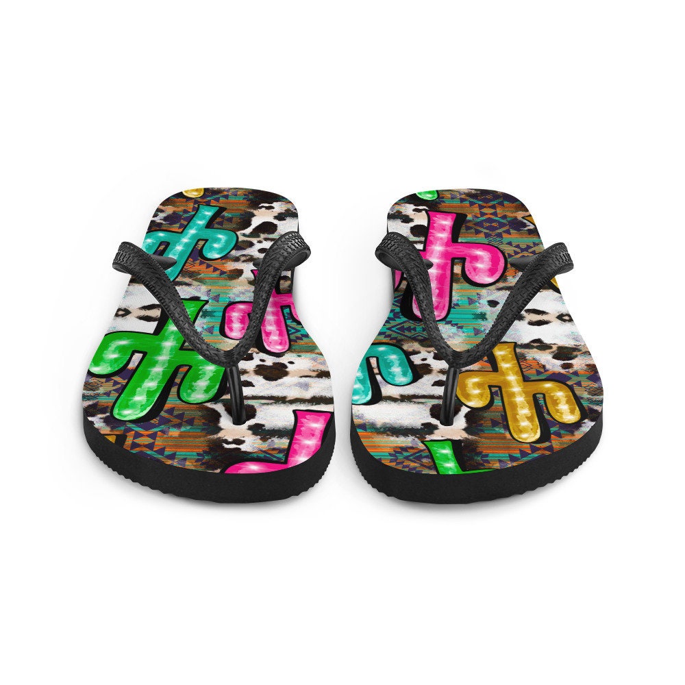 hippieartzone - Neon light Cactus Flip-Flops