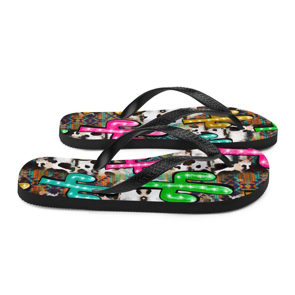 hippieartzone - Neon light Cactus Flip-Flops