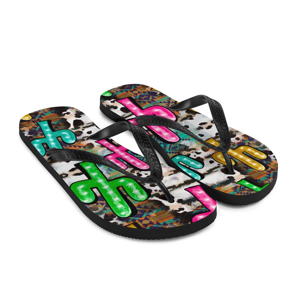 hippieartzone - Neon light Cactus Flip-Flops