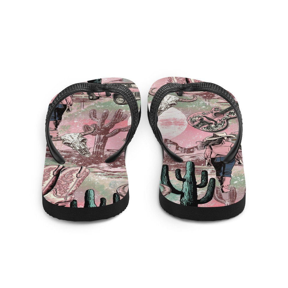 hippieartzone - Pink western Flip-Flops
