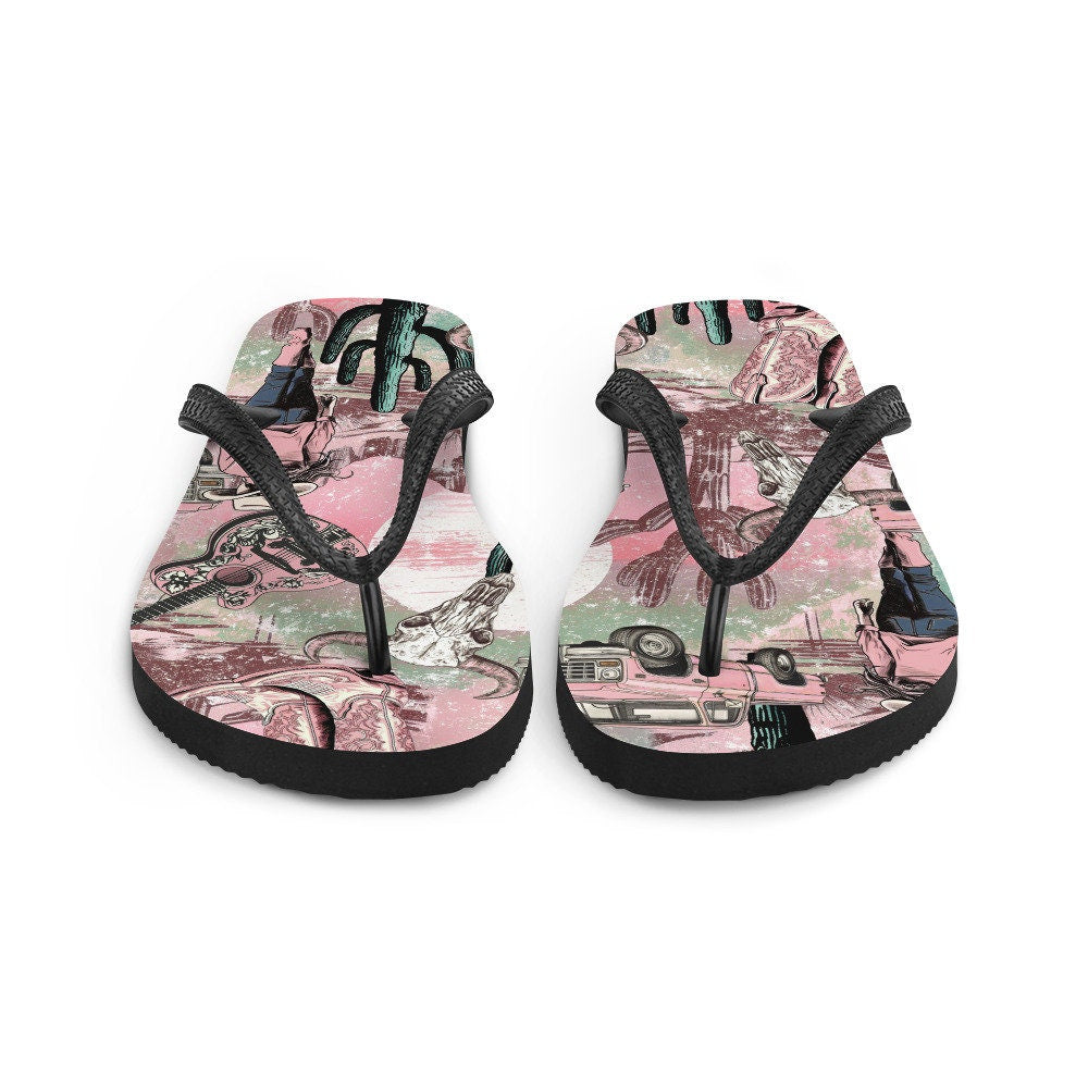 hippieartzone - Pink western Flip-Flops