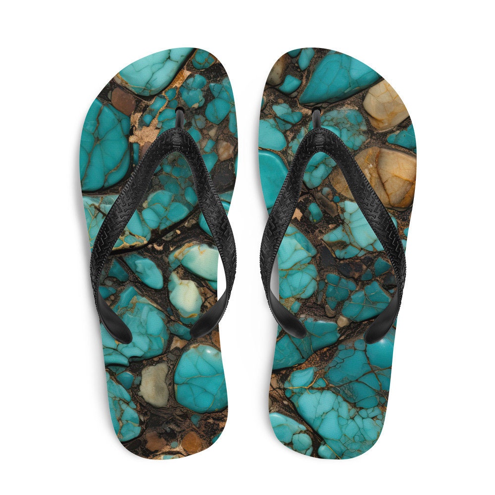 hippieartzone - Turquoise Stoned Flip-Flops