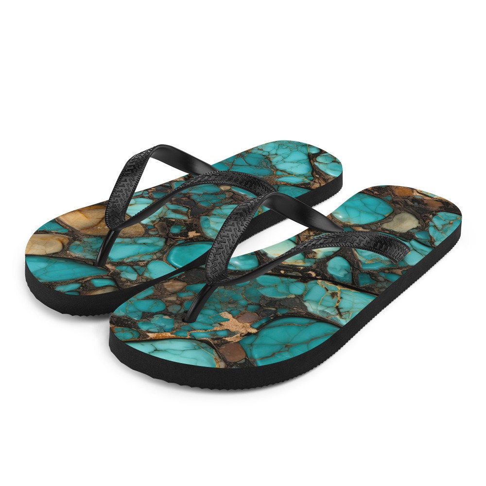 hippieartzone - Turquoise Stoned Flip-Flops