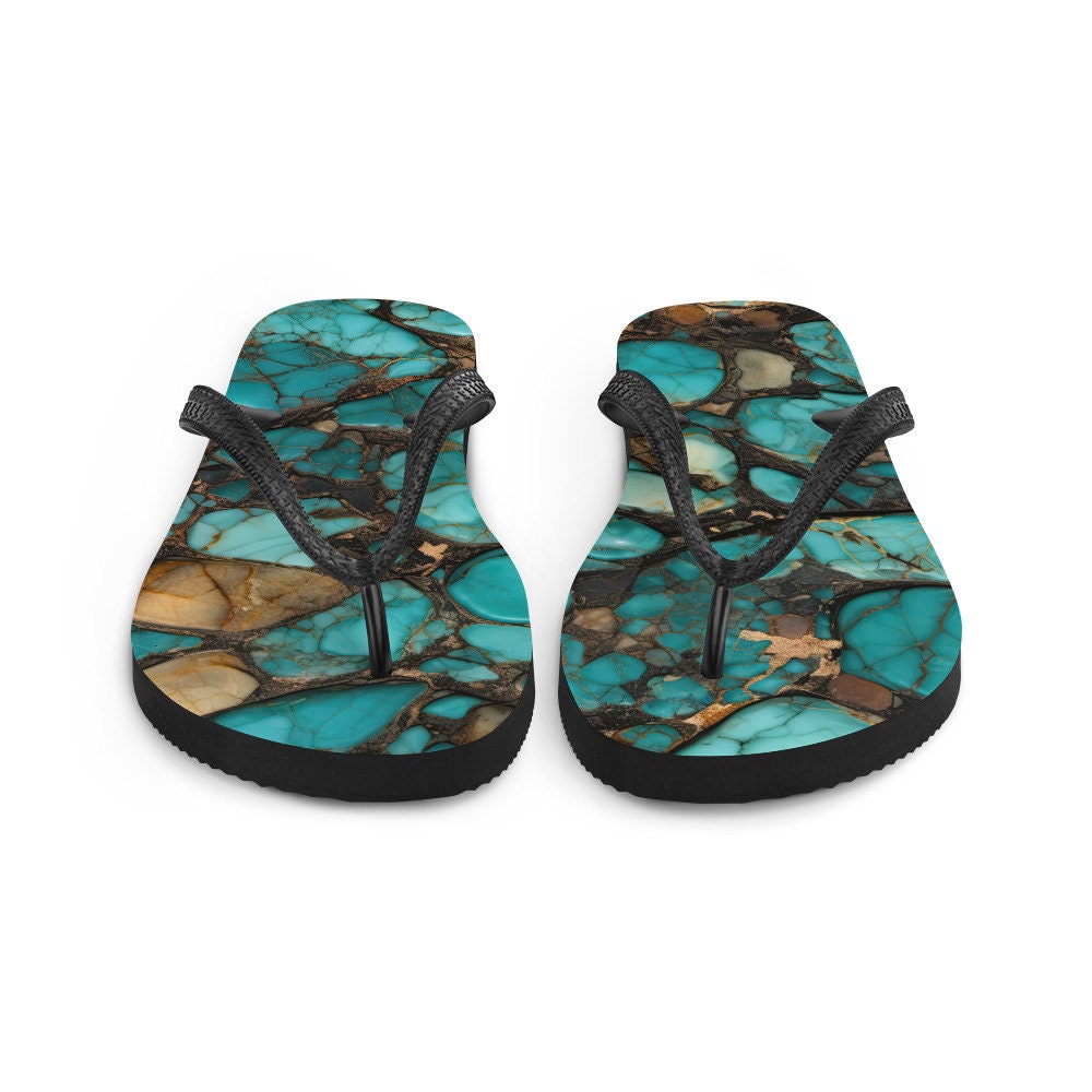 hippieartzone - Turquoise Stoned Flip-Flops