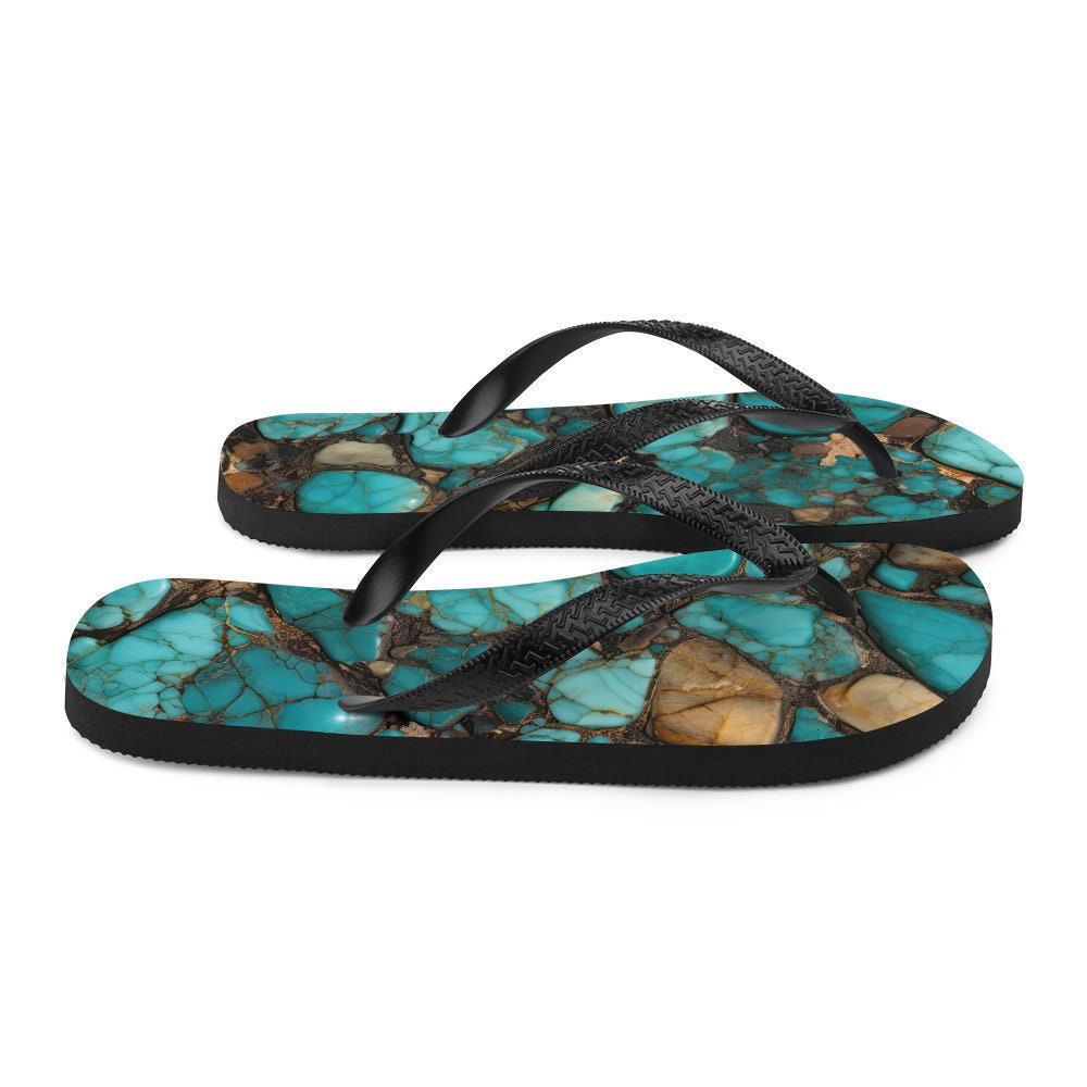 hippieartzone - Turquoise Stoned Flip-Flops