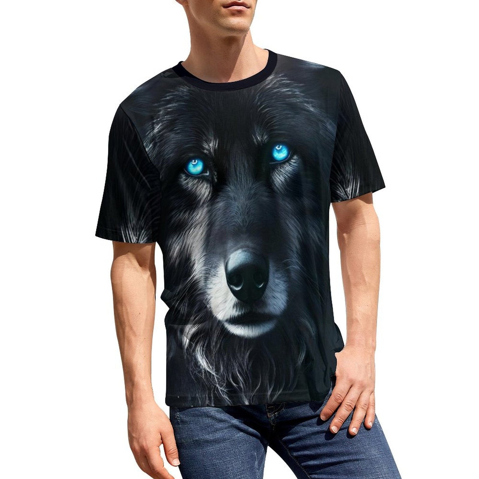 hippieartzone - Black Wolf Spirit T-Shirt Shirts Wolf Lovers Shirt, Animal T-Shirt, Wolf Graphic Tee, Gift for Him, Wolf Shirts