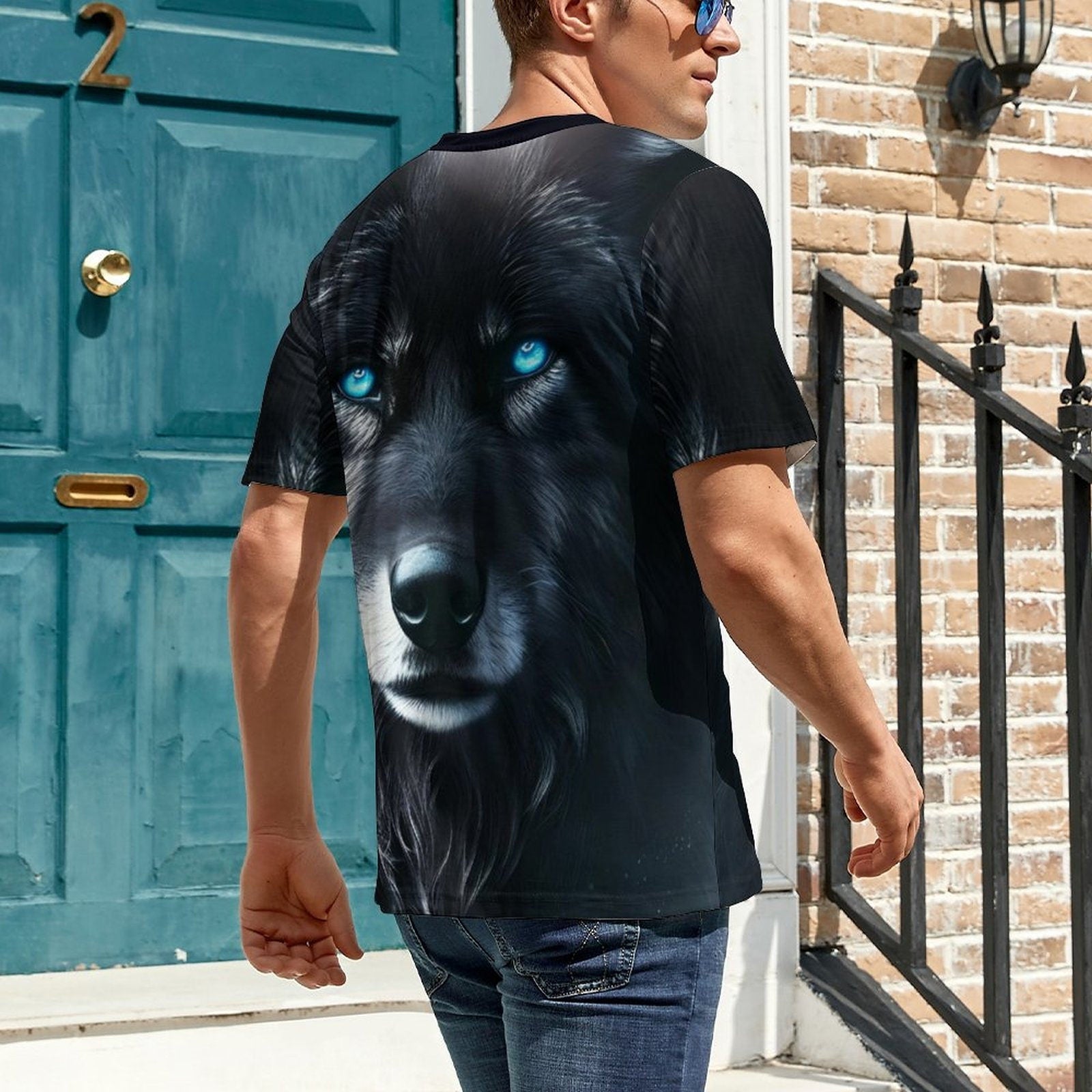 hippieartzone - Black Wolf Spirit T-Shirt Shirts Wolf Lovers Shirt, Animal T-Shirt, Wolf Graphic Tee, Gift for Him, Wolf Shirts
