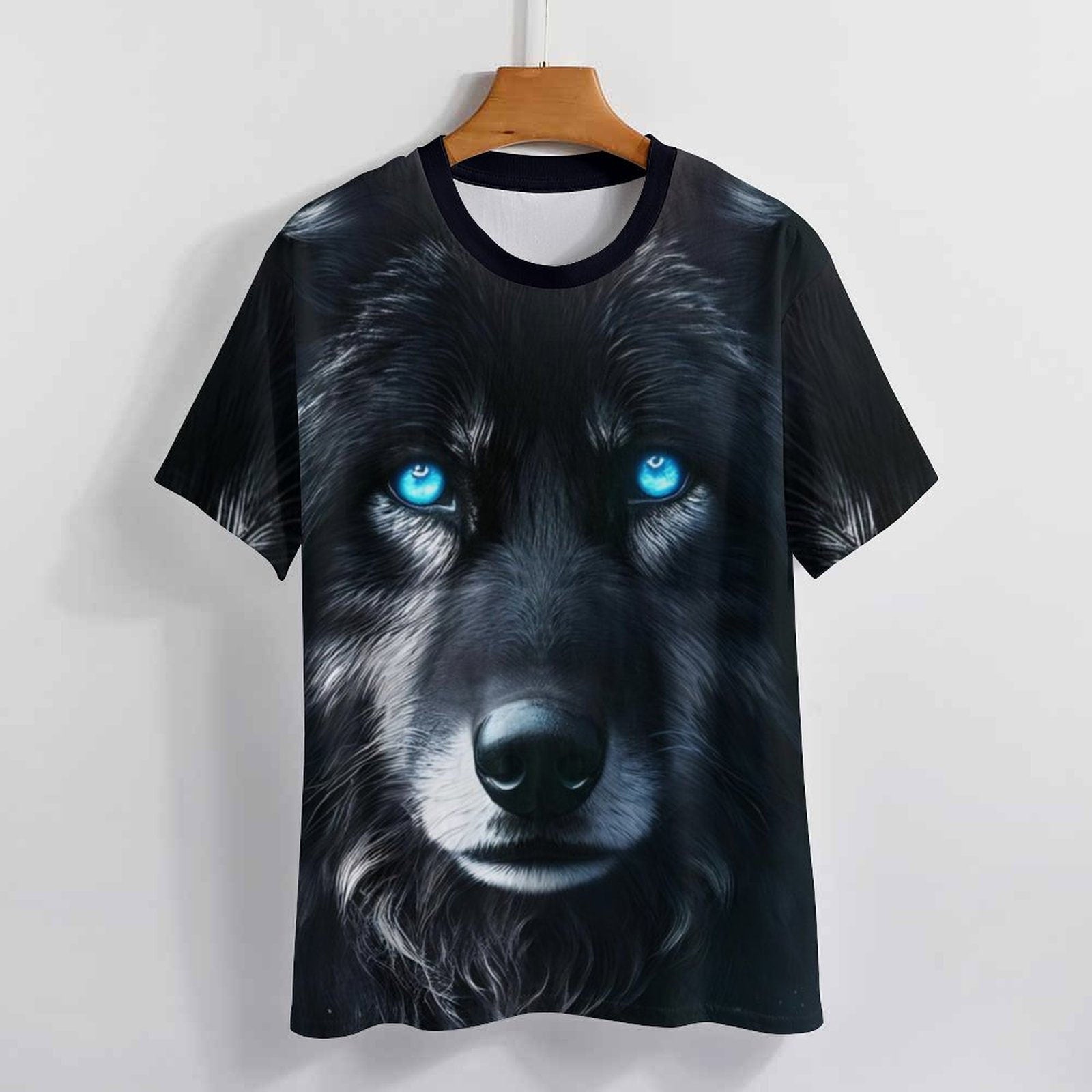 hippieartzone - Black Wolf Spirit T-Shirt Shirts Wolf Lovers Shirt, Animal T-Shirt, Wolf Graphic Tee, Gift for Him, Wolf Shirts