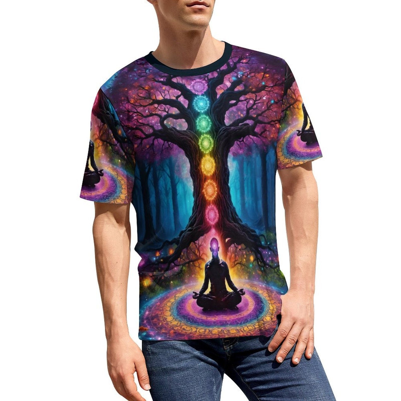 hippieartzone - Tree of Life T-Shirt Shirts Chakra Shirt, Women's Meditation T-Shirt, Spiritual Gift Shirt, Unisex Yoga Clothing