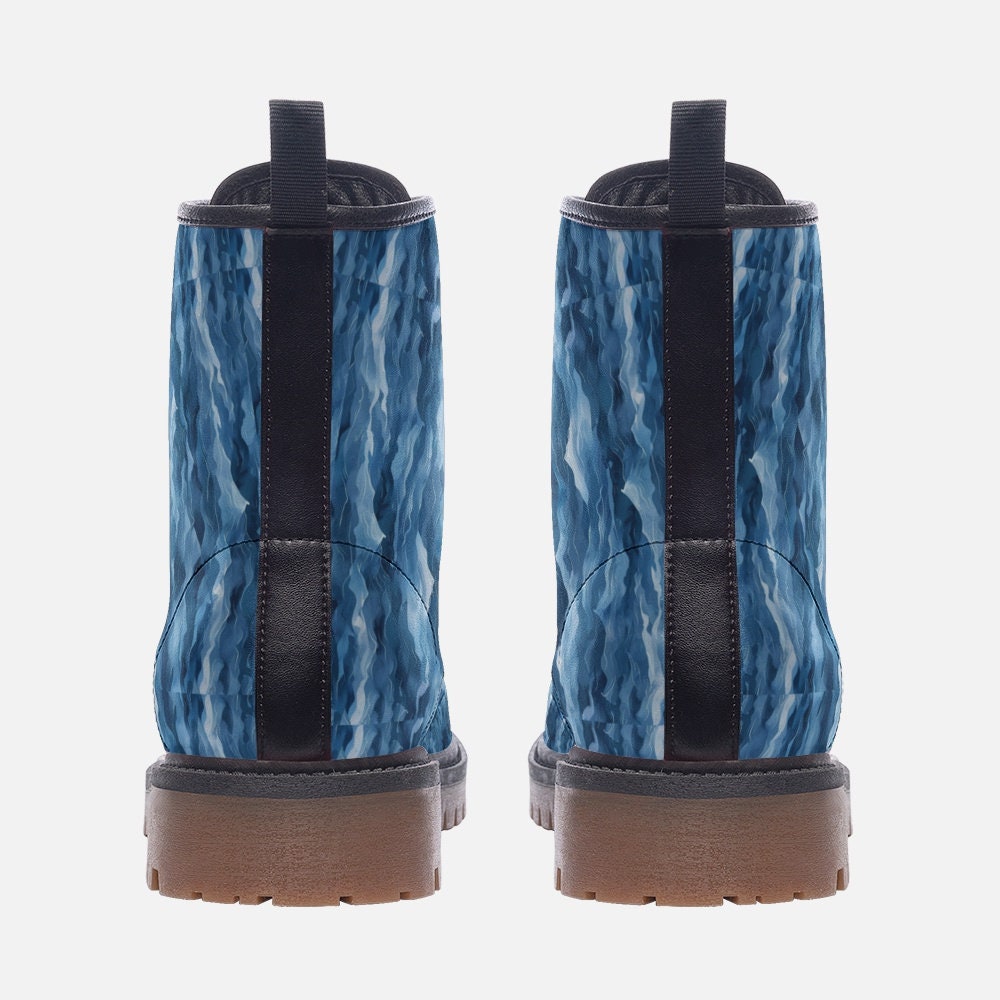 Hippie Art Zone - Blue Waves Vegan Leather Boots