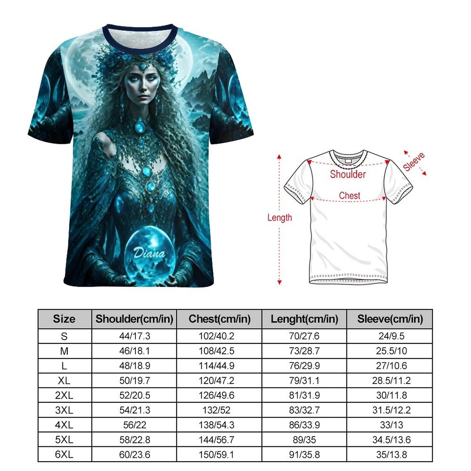 hippieartzone - Moon Goddess Diana T-Shirt For Sale by Swaggy Shirts Spiritual Clothes, Unisex Tee's For Men & Women