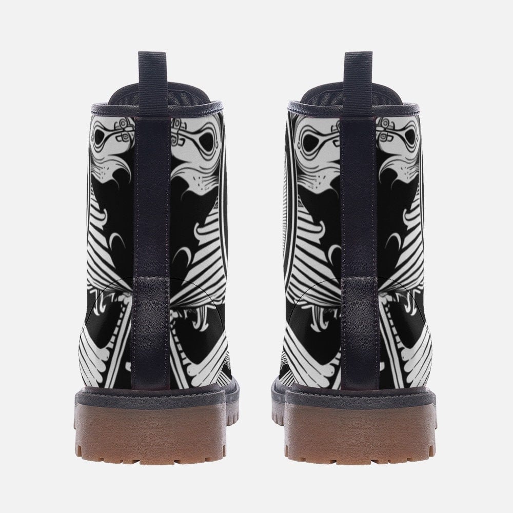 Hippie Art Zone - Black And White Art Nouveau Vegan Leather Boots