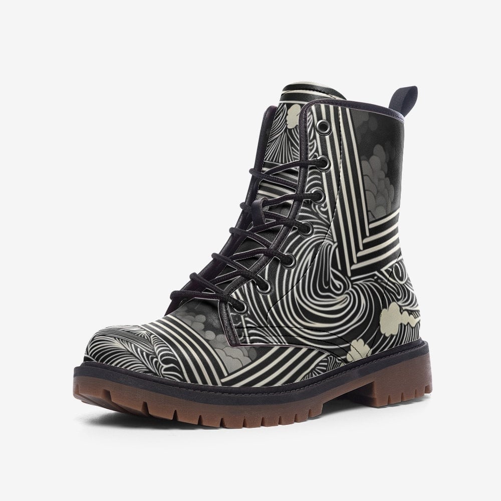 Hippie Art Zone - Activated Art Deco Vegan Leather Boots.